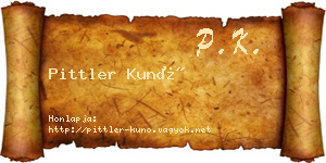 Pittler Kunó névjegykártya
